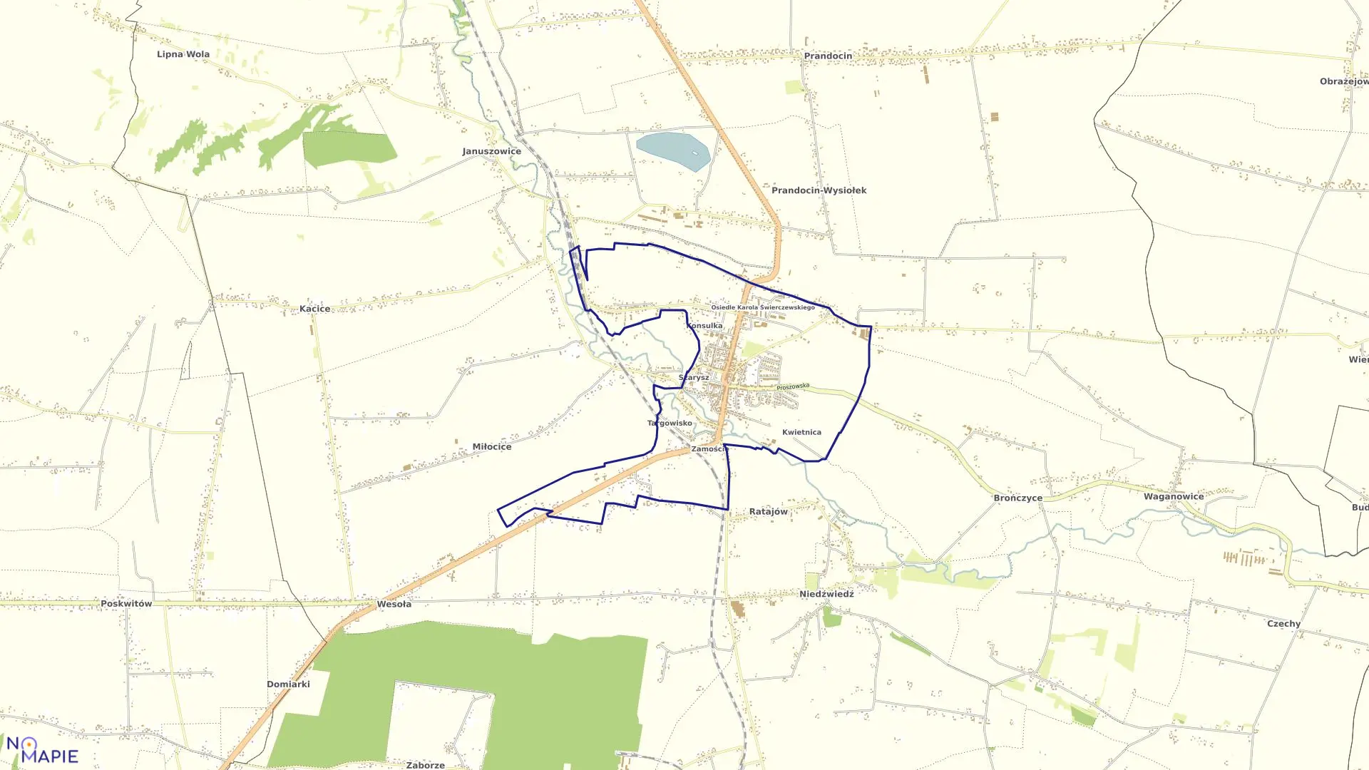 Mapa obrębu Słomniki w gminie Słomniki